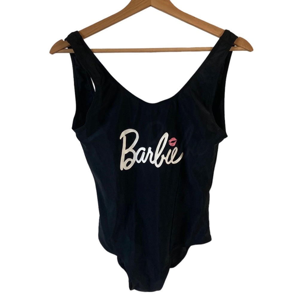 Barbie logo Womens one piece black swimsuit.